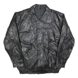 Mens Black Leather Jacket 2XL Zip Closure Classic Fit Plain Stylish Outerwear