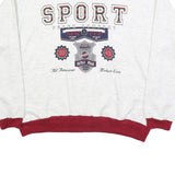 Mens White & Red Sport Graphic Crew Neck Sweatshirt M Casual Pullover