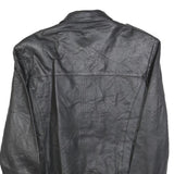 Mens Black Leather Zip Jacket S Woven Plain Classic Fit Comfortable Stylish