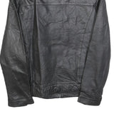 Mens Black Leather Zip Jacket S Woven Plain Classic Fit Comfortable Stylish