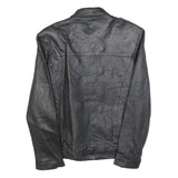 Mens Black Leather Zip Jacket S Woven Plain Classic Fit Comfortable Stylish
