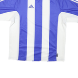 ADIDAS Mens Blue & White Modern T-Shirt L Short Sleeve V-Neck Sportswear