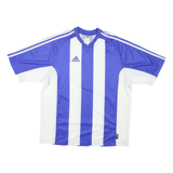 ADIDAS Mens Blue & White Modern T-Shirt L Short Sleeve V-Neck Sportswear