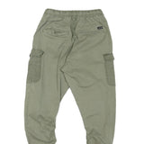 INDICODE Mens Cotton Blend Khaki Slim Cargo Trousers W24 L24 Drawstring Waist