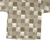 BLUE JEANS Mens Beige & Brown Check Short Sleeve Polo Shirt L Cotton Blend