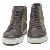 GUCCI High Top Mens Trainers Brown & Tan Leather UK 8 Designer Luxury Casual