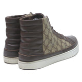 GUCCI High Top Mens Trainers Brown & Tan Leather UK 8 Designer Luxury Casual