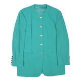 GOLDIX Womens Turquoise Button Jacket M Polyester Blend Plain Elegant Classic