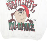 Mens White Cotton Blend Looney Tunes Crew Neck L Cartoon Graphic Sweatshirt