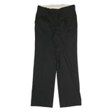 Mens Black Cotton Regular Fit Straight Trousers W30 L30 Zip Closure Classic