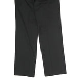 Mens Black Cotton Regular Fit Straight Trousers W30 L30 Zip Closure Classic