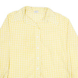 ROBBE Womens Yellow & White Check Shirt XS Light Cotton Blend Button-Up