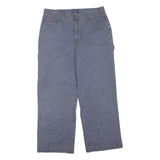 DICKIES Womens Cotton Blend Blue Regular Fit Wide-Leg Trousers W34 L27 Workwear