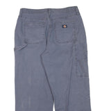 DICKIES Womens Cotton Blend Blue Regular Fit Wide-Leg Trousers W34 L27 Workwear