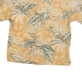HOLIS RIVER Mens Beige & Green Tropical Print Shirt L Short Sleeve Casual Summer