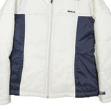 REEBOK Womens White & Navy Zip Jacket M Polyester Blend Plain Casual Sportswear
