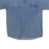 DEFOX Mens Blue Cotton Denim Shirt 2XL Button Pocket Casual Summer Shirt