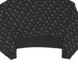 NIKE Womens Black Cotton Blend Crew Neck M All Over Print Sweatshirt Cropped