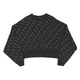 NIKE Womens Black Cotton Blend Crew Neck M All Over Print Sweatshirt Cropped