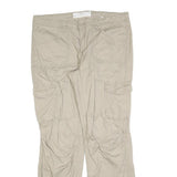 H&M Womens Cotton Blend Beige Regular Cargo Trousers W35 L32 Casual Pockets Zip