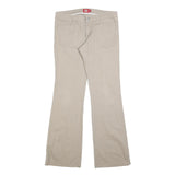 DICKIES Womens Beige Regular Fit Flared Leg Trousers W30 L32 Cotton Blend Zip