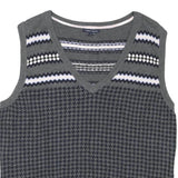 TOMMY HILFIGER Womens Grey Patterned Cotton Blend Sleeveless V-Neck Jumper XL