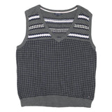 TOMMY HILFIGER Womens Grey Patterned Cotton Blend Sleeveless V-Neck Jumper XL