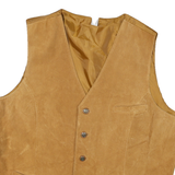Mens Beige Leather Button Jacket L Suede Waistcoat Plain Classic Stylish