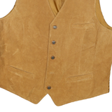 Mens Beige Leather Button Jacket L Suede Waistcoat Plain Classic Stylish
