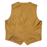 Mens Beige Leather Button Jacket L Suede Waistcoat Plain Classic Stylish