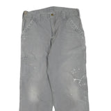 CARHARTT Mens Cotton Blend Grey Workwear Regular Straight Trousers W32 L28