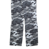NODAM Womens Regular Fit Grey Camouflage Cotton Blend Zip Trousers W28 L32