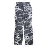 NODAM Womens Regular Fit Grey Camouflage Cotton Blend Zip Trousers W28 L32