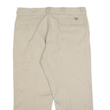 DICKIES Mens Cotton Blend Beige Regular Fit Straight Leg Trousers W38 L25