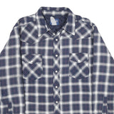WRANGLER Mens Blue & White Plaid Button Jacket L Cotton Blend Casual Outerwear