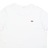 LEVI'S Womens White Graphic T-Shirt XL Short Sleeve Crew Neck Logo Patch