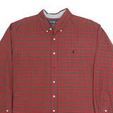 RALPH LAUREN Mens Red & Green Check Shirt XL Classic Button Down Collar Cotton