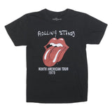 THE ROLLING STONES Mens Black North American Tour 1975 Graphic T-Shirt S Short
