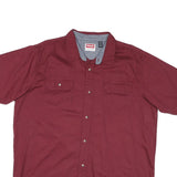 WRANGLER Mens Maroon Plain Short Sleeve Shirt XL Cotton Blend Casual