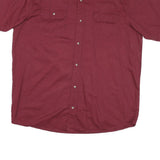 WRANGLER Mens Maroon Plain Short Sleeve Shirt XL Cotton Blend Casual
