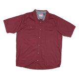 WRANGLER Mens Maroon Plain Short Sleeve Shirt XL Cotton Blend Casual