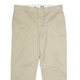 DICKIES Mens Classic Beige Polyester Blend Trousers W40 L30 Workwear Straight