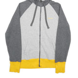 REEBOK Womens Grey & Yellow Full Zip Hoodie M Cotton Blend Casual Sportswear