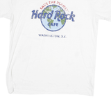HARD ROCK CAFE Mens White Save The Planet Graphic T-Shirt L Short Sleeve Crew