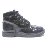 KICKERS Womens Black Leather Ankle Boots UK 8 Stylish Comfortable Lace-Up