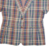 Womens Blue Beige Brown Green Plaid Cotton Blend Button Jacket M Checked Casual