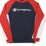 CHAMPION Mens Red & Navy Colourblock Pullover Hoodie M Sportswear Sweatshirt