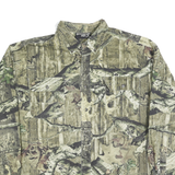 Mens Green Camouflage Cotton Shirt 2XL Long Sleeve Button Pocket Outdoor Style