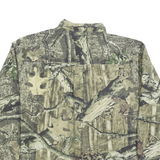 Mens Green Camouflage Cotton Shirt 2XL Long Sleeve Button Pocket Outdoor Style