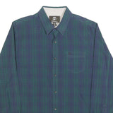 TIMBERLAND Mens Blue Green Check Shirt L Casual Cotton Blend Button Shirt